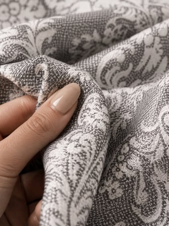 Favora Metrelik Nevresimlik Kumaş 10 Metre Gri Sarmal Desen