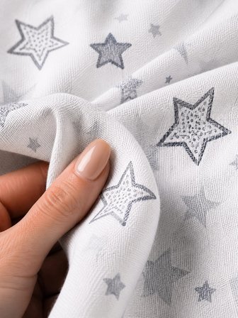 Favora Metrelik Nevresimlik Kumaş 6 Metre Beyaz Yıldız Desen