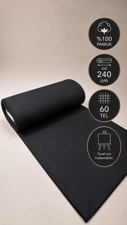 Favora Siyah Akfil Astarlık Kumaş 10 Metre