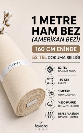 Favora Kalın Ham Bez Astarlık Kumaşı 1 Metre - Döşek Yüzü ve Döşemelik İçin