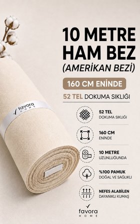 Favora Kalın Ham Bez Astarlık Kumaşı 10 Metre - Döşek Yüzü ve Döşemelik İçin