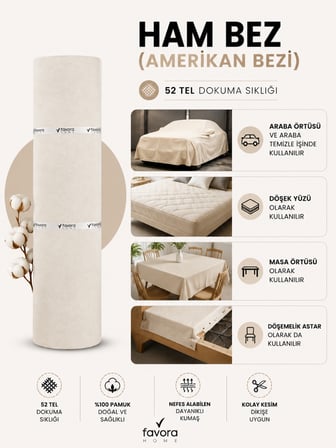 Favora Kalın Ham Bez Astarlık Kumaşı 10 Metre - Döşek Yüzü ve Döşemelik İçin
