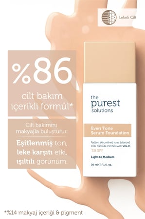 Cilt Tonu Eşitleyici & Leke Karşıtı Serum Fondöten SPF 50+, 30 ml – Açık / Orta Ton