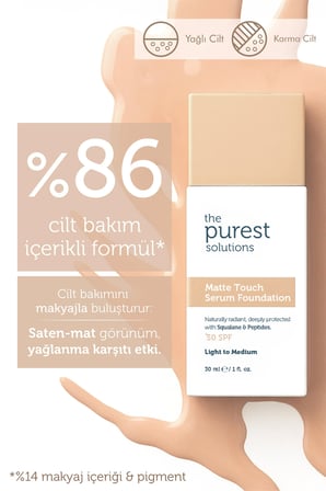 Sebum Dengeleyici & Matlaştırıcı Serum Fondöten SPF 50+, 30 ml – Açık / Orta Ton
