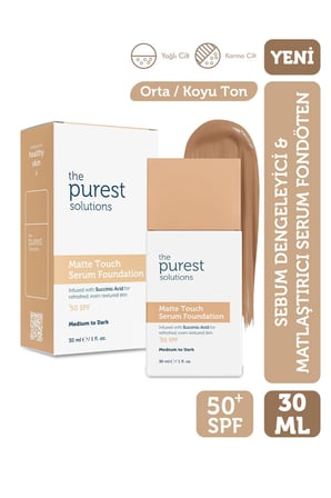 Sebum Dengeleyici & Matlaştırıcı Serum Fondöten SPF 50+, 30 ml – Açık / Orta Ton