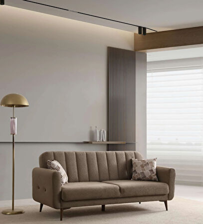 Bona 3+1 Berjer Koltuk Takımı Haki (Valebo-06-Valebo-06) Ceviz Ayak