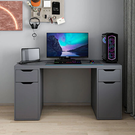 Alen 150 Cm 2 Çekmeceli 2 Dolaplı Çalışma & Oyuncu Masası - Antrasit