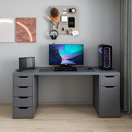 Alen 180 Cm 5 Çekmeceli Dolaplı Çalışma & Oyuncu Masası - Antrasit
