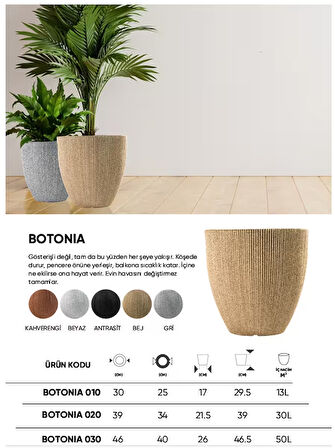 BOSTANN DEKORATİF SAKSI - BOTONIA 010 - 13L - KAHVERENGİ