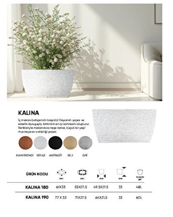 BOSTANN DEKORATİF SAKSI - KALINA 190 - 60L - BEJ