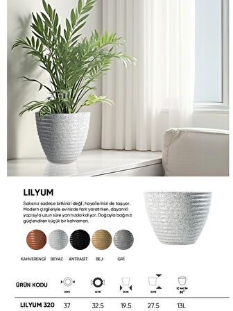 BOSTANN DEKORATİF SAKSI - LILYUM 320 - 13L - BEJ