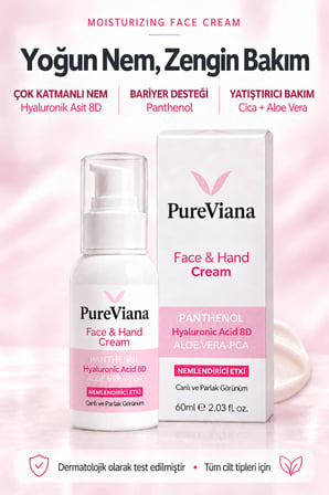 Nemlendirici Yüz Kremi 60ml – Hyaluronik Asit 8D + Aloe Vera + Cica – Bariyer Onarıcı, Yatıştırıcı