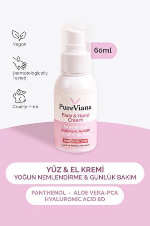 Yüz & El Kremi 60ML – Hyaluronik Asit 8d + Aloe Vera + Cica + Shea – Nemlendirici, Bariyer Onarıcı