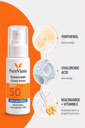 Güneş Kremi Spf 50+ Pa++++ 50ML – Yüksek Koruma, Nemlendirici, Leke Karşıtı, Cilt Tonu Eşitleyici – Yeni Nesil Filtreli