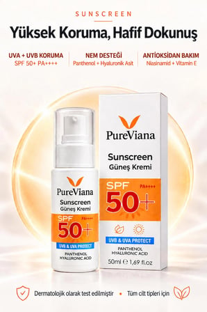 Güneş Kremi Spf 50+ Pa++++ 50ML – Yüksek Koruma, Nemlendirici, Leke Karşıtı, Cilt Tonu Eşitleyici – Yeni Nesil Filtreli