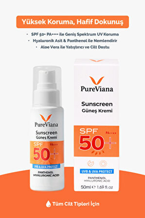 Güneş Kremi Spf 50+ Pa++++ 50ML – Yüksek Koruma, Nemlendirici, Leke Karşıtı, Cilt Tonu Eşitleyici – Yeni Nesil Filtreli