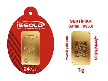 İsgold 1 Gram Altın 24 Ayar (0.995) Külçe Altın