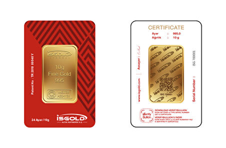 İsgold 10 Gram Altın 24 Ayar (0.995) Külçe Altın