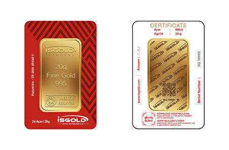 İsgold 20 Gram Altın 24 Ayar (0.995) Külçe Altın
