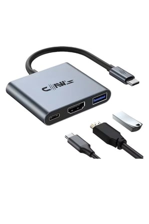 CHUB-003P Type-C 3 in 1 Hub Dönüştürücü - 100W PD Şarj + 4K HDMI + USB 3.0 5Gbps Adaptör