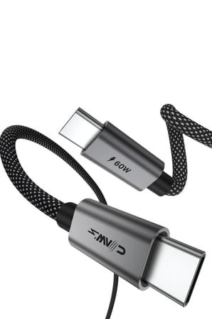 VOLTLINK C60 USB-C to USB-C 60W Hızlı Şarj ve 480 Mbps Veri Aktarım Silikon Örgülü Kablo 2 Metre (Siyah)