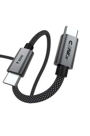 VOLTLINK C60 USB-C to USB-C 60W Hızlı Şarj ve 480 Mbps Veri Aktarım Silikon Örgülü Kablo 2 Metre (Siyah)