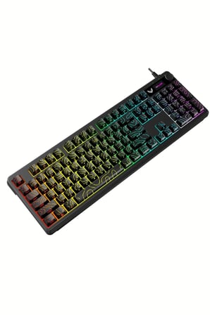 Terrain-x Grand Oyuncu Klavyesi 104 Tuş - Topografik Tasarım - Ses Kontrol Tekerleği - Rainbow