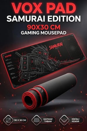 Throne x PCHocasi Voxpad Samurai Edition 90x30 cm Dikişli Kenar Kaymaz Taban Gaming Mousepad