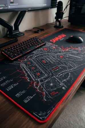 Throne x PCHocasi Voxpad Samurai Edition 90x30 cm Dikişli Kenar Kaymaz Taban Gaming Mousepad