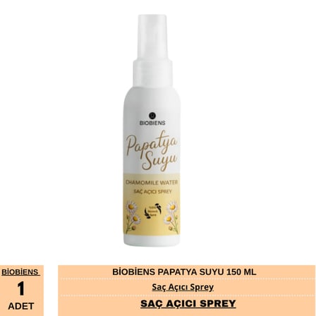 Biobiens Papatya Suyu Saç Açıcı Sprey 150 ml