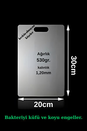 Paslanmaz Çelik Kesme Tahtası | Hijyenik, Kaymaz ve Dayanıklı Mutfak Yardımcınız 30x20cm