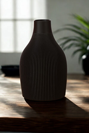 Siyah Çizgili Dekoratif Vazo | Modern Salon, Masa & Raf Üstü İçin Şık Hediyelik Obje – 19 cm
