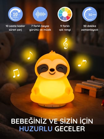 Lumaverse Lunora Beyaz Gürültü Makinesi | Bebek Uyku Cihazı | 7 Ses 9 Renk | Gece Lambası