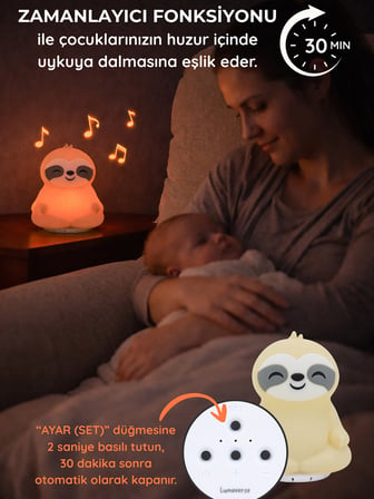 Lumaverse Lunora Beyaz Gürültü Makinesi | Bebek Uyku Cihazı | 7 Ses 9 Renk | Gece Lambası