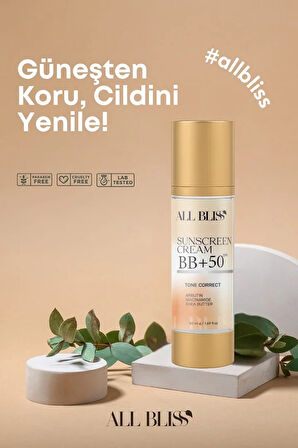 50+ SPF BB Güneş Kremi 50 ml – Renk Eşitleyici, Nemlendirici, Ton Dengeleyici 
