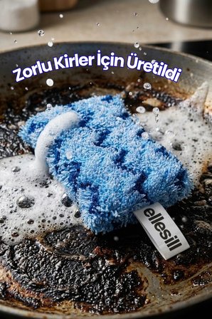 İthal Ultrafiber Bulaşık Süngeri Scrub Pro Mavi Renk Sünger 12x7x3 cm - 16g