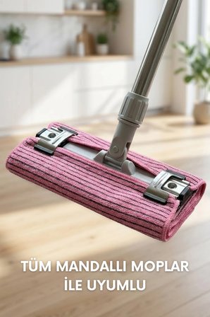 İthal Ultrafiber Yer Silme Bezi ve Yüzey Temizlik Bezi Pembe Renk Bez 40x50 cm - 360 Gsm