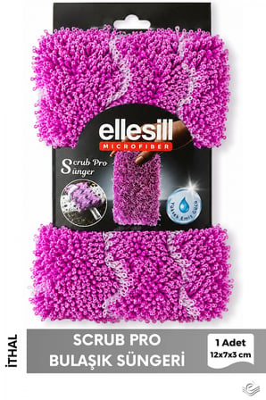 Ellesill Scrub Pro Bulaşık Süngeri - Pembe Renk 12x7x3 cm