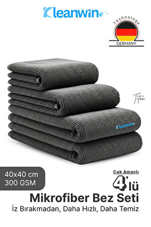 Titan Mikrofiber Bez 40x40Cm 4 Adet Oto Yıkama Kurulama Bezi Leke Bırakmaz Cam Havlu