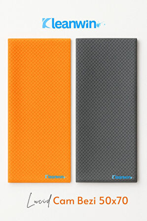 Lucid Mikrofiber Araba Cam Bezi 50x70 Cm 240 GSM – Turuncu & Gri – Cam Silme ve Kurulama Bezi