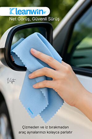 Vista Mavi Mikrofiber Cam Bezi 50x70cm 200 GSM 2’li Set Araba ve Ev Cam Temizlik Bezi