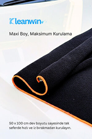 Atlas 50x100Cm Premium Mikrofiber Araba Kurulama Bezi – Maxi Boy Ultra Emici Oto Kurulama Havlusu