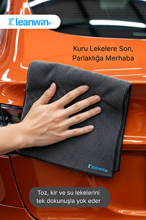 Lucid Mikrofiber Araba Cam Bezi 50x70 cm 240 GSM – Gri, İz Bırakmaz Cam Silme ve Kurulama Bezi