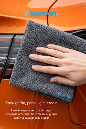 Lucid Mikrofiber Araba Cam Bezi 50x70 cm 240 GSM – Gri, İz Bırakmaz Cam Silme ve Kurulama Bezi