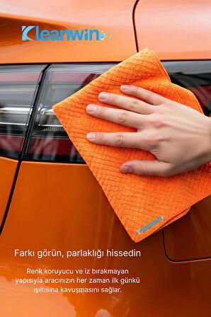 Lucid Mikrofiber Araba Cam Bezi 50x70 cm 240 GSM – Turuncu, İz Bırakmaz Cam Silme ve Kurulama Bezi