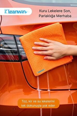 Lucid Mikrofiber Araba Cam Bezi 40x40 cm – Turuncu, İz Bırakmaz Cam Silme ve Kurulama Bezi