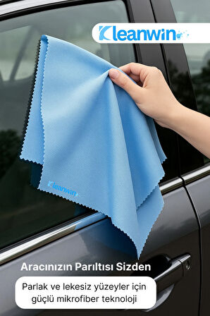 Vista Mavi Mikrofiber Cam Bezi 40x40 cm 200 GSM – Araba ve Ev Cam Temizlik Bezi