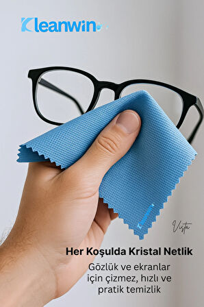 Vista Mavi Mikrofiber Cam Bezi 40x40 cm 200 GSM – Araba ve Ev Cam Temizlik Bezi