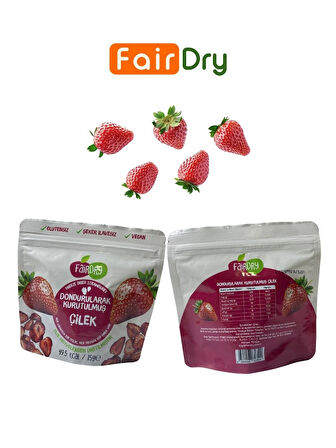 FairDry Çilek Dilim, Freeze Dried, Dondurularak Kurutulmuş, Meyve Kurusu, Katkısız, Çıtır Meyve Cipsi