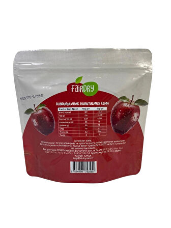 FairDry Elma Dilim, Freeze Dried, Dondurularak Kurutulmuş, Meyve Kurusu, Katkısız, Çıtır Meyve Cipsi